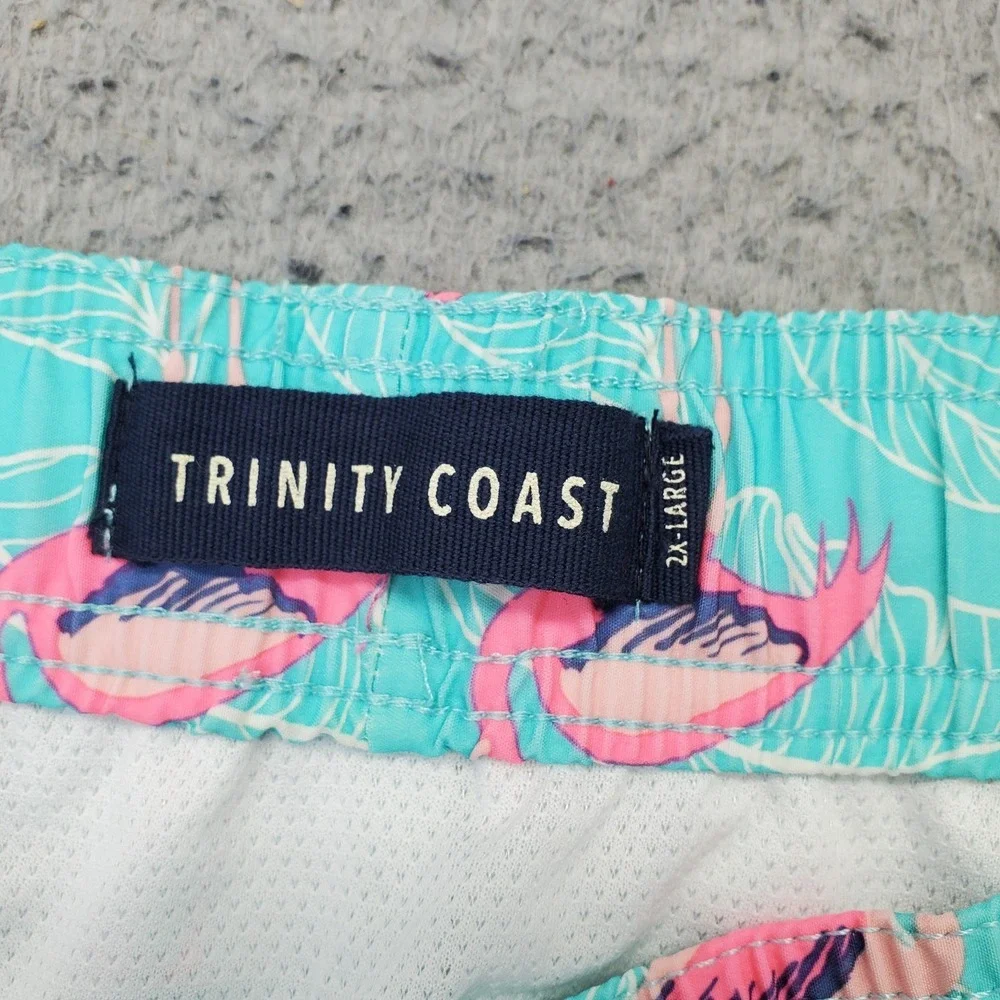 Trinity Coast‎ Swim Trunk Shorts Mens 2XL Multi Flamingo Print Mesh Lined UPF 50